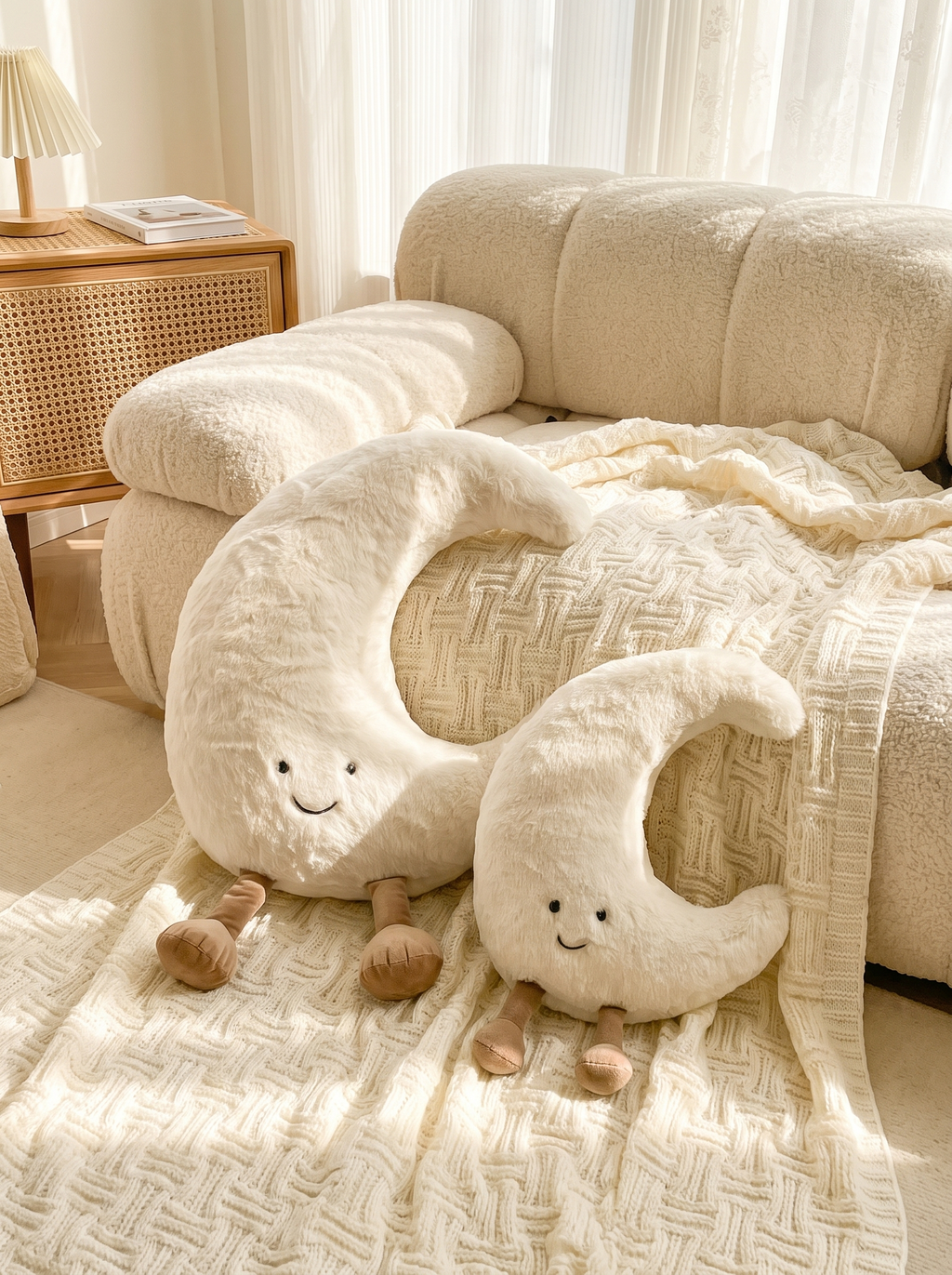 Smiley Sun & Moon Plush Pillow