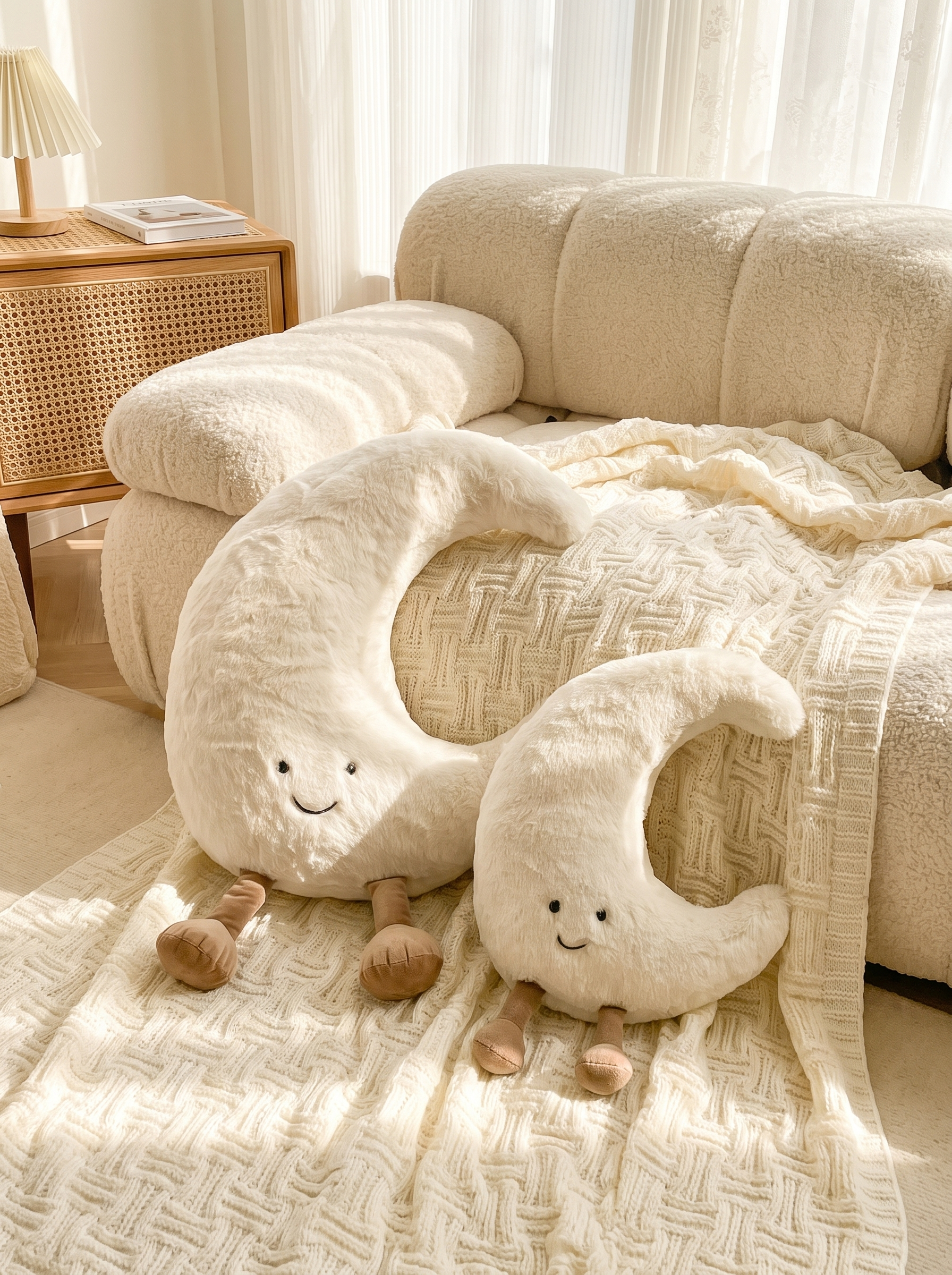 Smiley Sun & Moon Plush Pillow