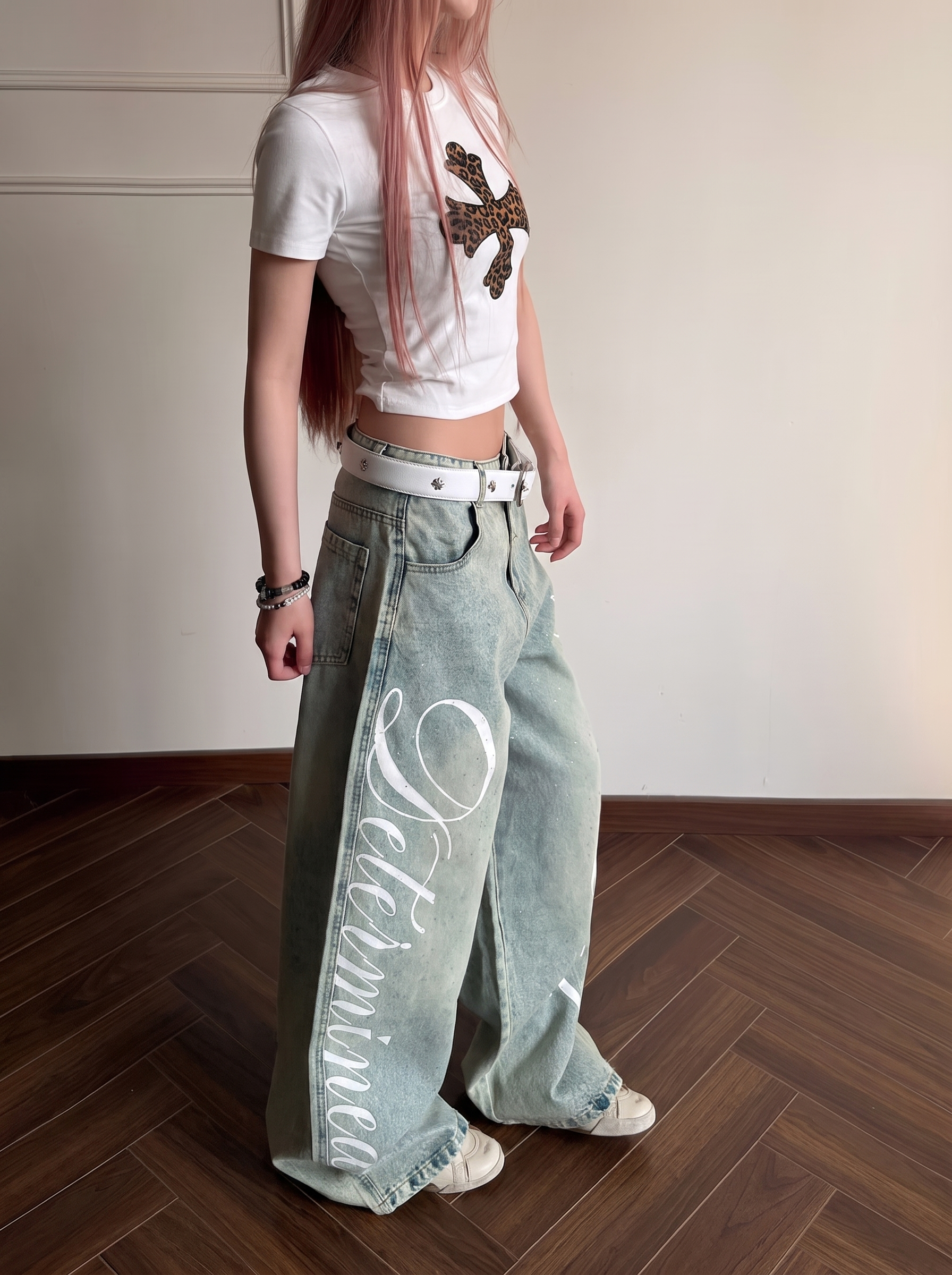 JellyGirly™ Letter Print Denim Jeans