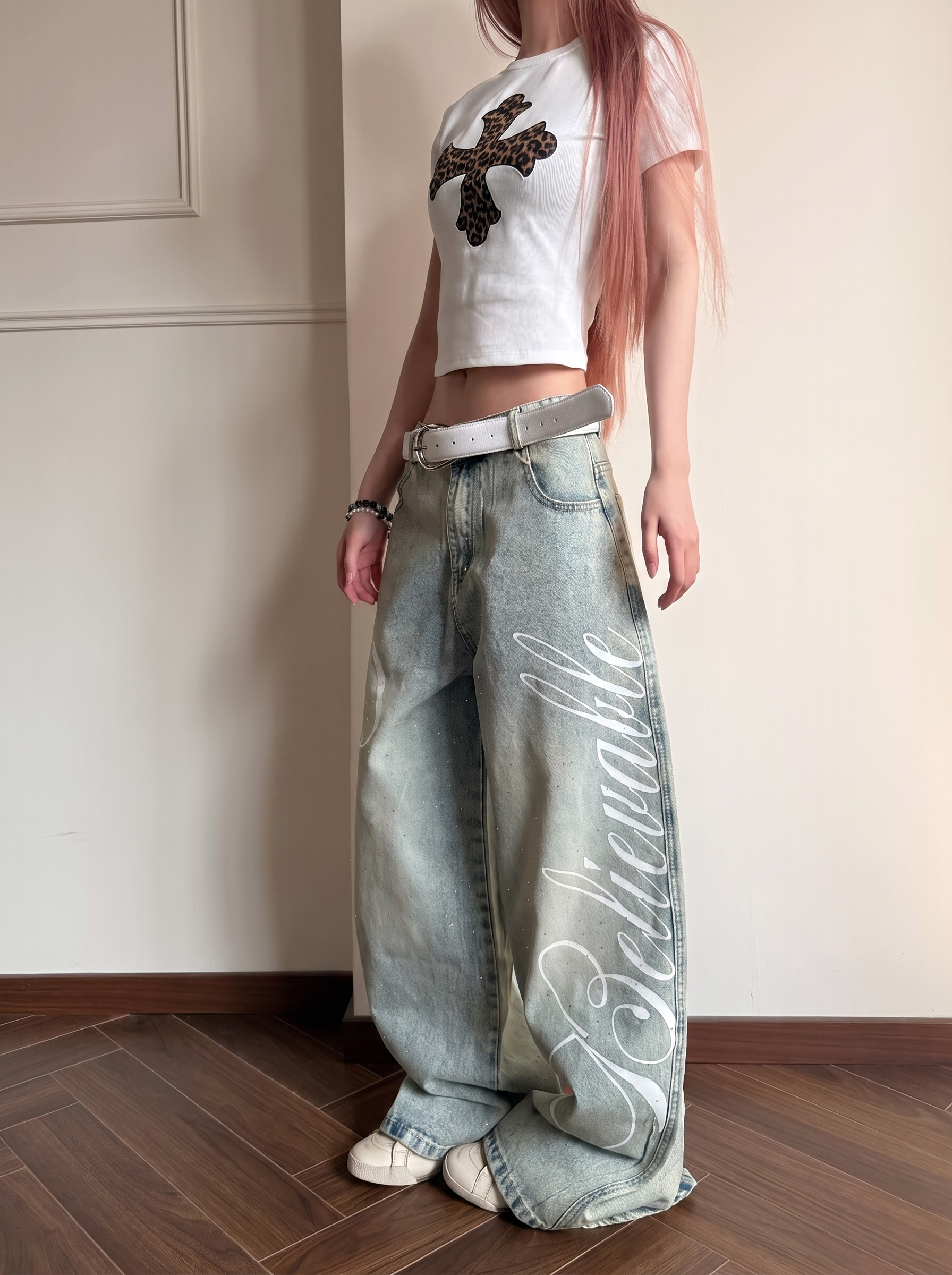 JellyGirly™ Letter Print Denim Jeans